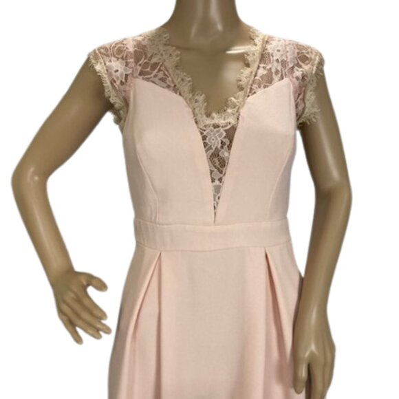 BCBGeneration Elegant Lace-Back Peach Party Dress with Pockets - Picture 3 of 10
